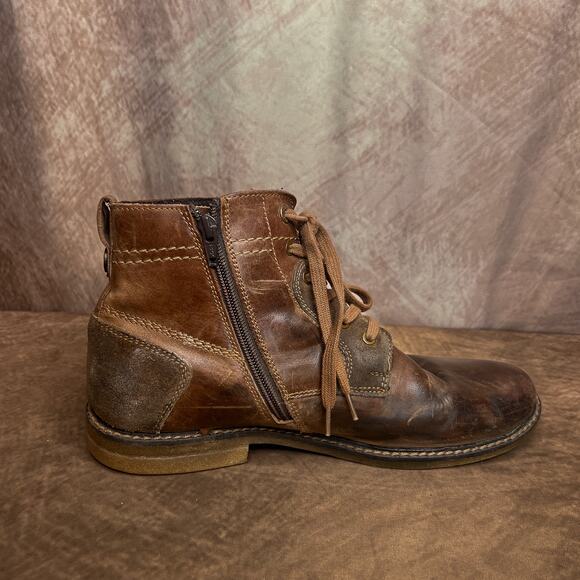 Lasoki Casual Brown Tan Leather Suede Chukka Boots Lace Up Ankle Mens 42 Y2K - Picture 5 of 12